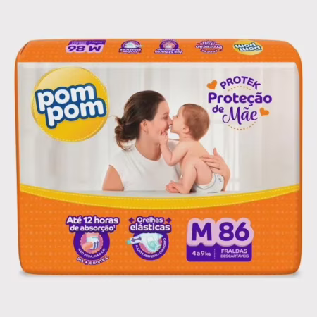 Fralda Pom Pom Protek Proteção de Mãe M 86 Unidades