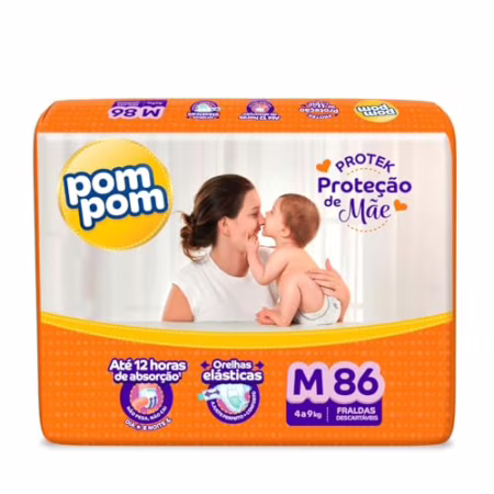Fralda Pom Pom Protek Proteção de Mãe M com 86 tiras