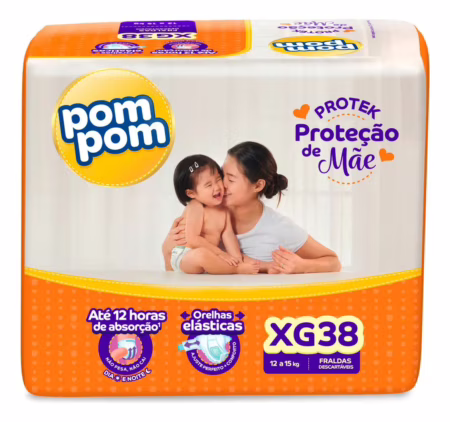 Fralda Pom Pom Protek Proteção de Mãe Mega XG 38 Unidades
