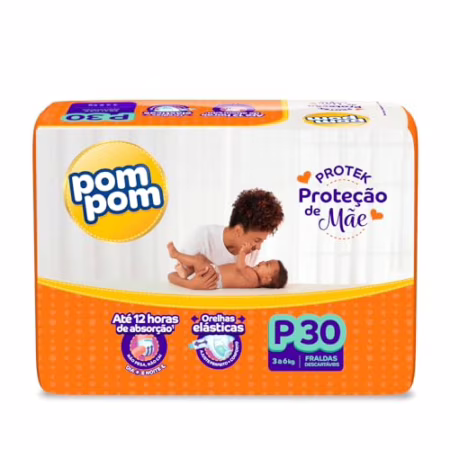 Fralda Pom Pom Protek Proteção de Mãe P 30 Unidades
