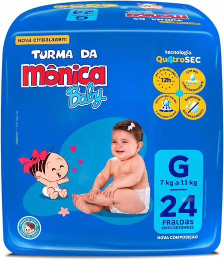 Fralda Turma da Mônica Baby Jumbo G 24 Unidades