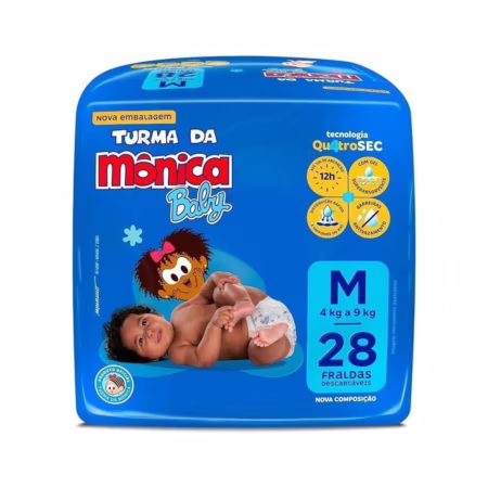 Fralda Turma da Mônica Baby Jumbo M 28 Tiras