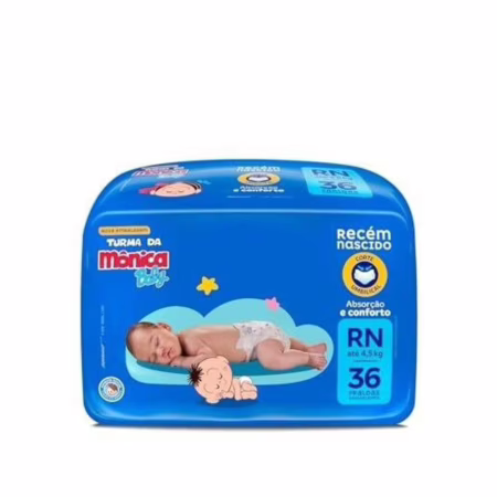 Fralda Turma da Mônica Baby Jumbo RN 36 Unidades • A