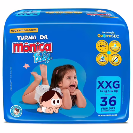 Fralda Turma da Mônica Baby XXG 36 Unidades | Mega