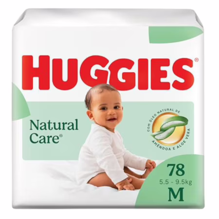 Huggies Fralda Descartável Premium Natural Care M - 78 Un