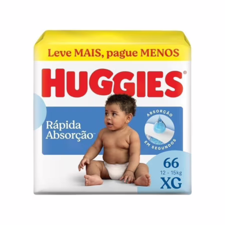 Huggies Fralda Descartável Rápida Absorção XG 66 Unidades