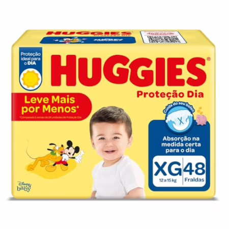 Huggies Fralda Proteção Dia Tam. XG - 48 fraldas