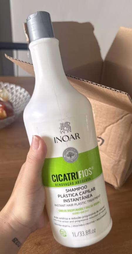 Inoar, Cicatrifios, Shampoo Reconstrutor, Hidratação Profunda e Redução de Volume, Pantenol, Creatina Vegetal e Rejucomplex®, Vegano – Para Cabelos Danificados ou Quebradiços, 1L