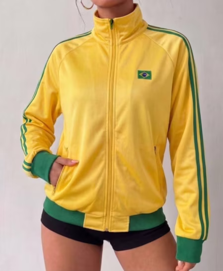 🛍️ Jaqueta Brasil Feminina Com Zíper Gola Alta Blusa Seleção Brasileira Moda Blogueira
