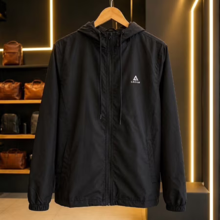 Jaqueta Corta Vento Masculina Capuz Impermeável Zíper Bolso