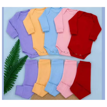 Kit 10 Peças Body e Calça de Ribana Longo (Cupom aplicável apenas para Menina, Tam. RN e P)