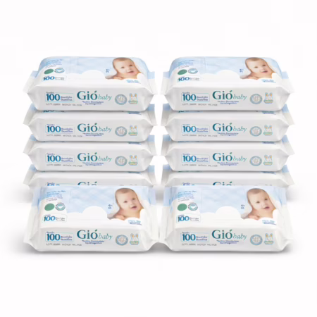 🔥 Kit 10 Toalhas Umedecidas Gio Baby 100 Folhas 98%  Água Lenço Umedecido