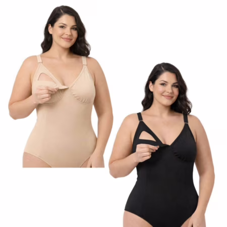 Kit 2 Body Amamentação Modelador Redutor Aperta Barriga  Plus Size Segunda Pele Suplex Sem Bojo  Feminino