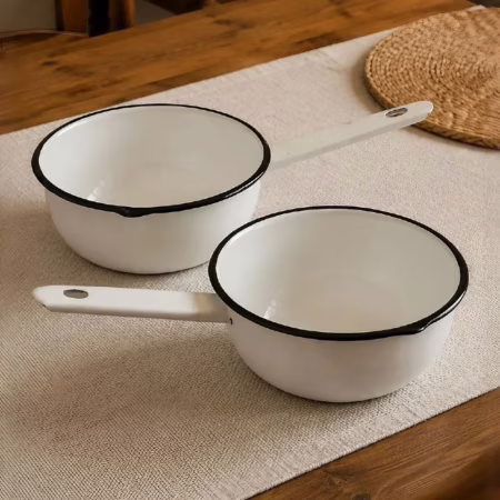 Kit 2 Panelas Papeiro Esmaltada 1,1 Litros Branco Metallouça