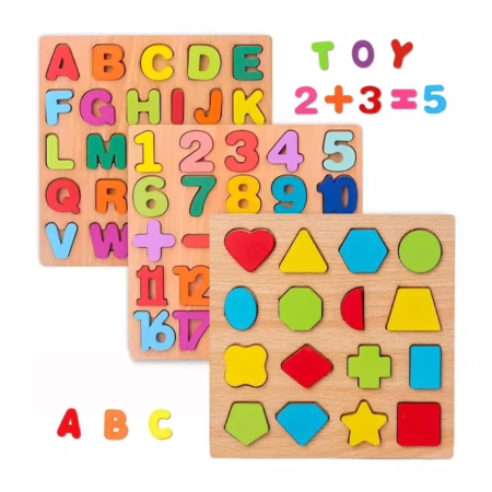 Kit 3 Brinquedos Educativos Números, Letras e Formas