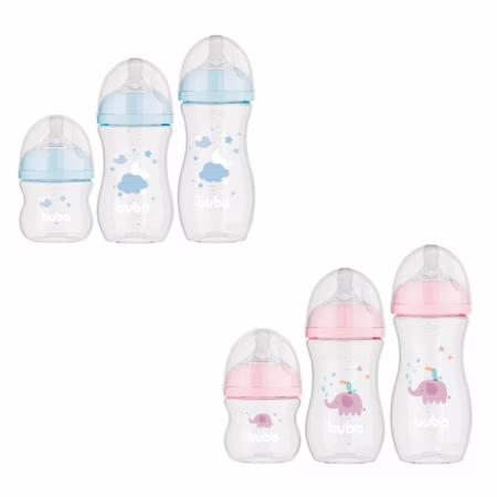 Kit 3 Mamadeiras Easy Flow Nuvem 120/270/330ml Buba