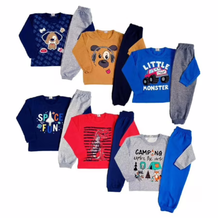 Kit 4 Peças Conjunto Moletom Infantil Menino 1 ao 14