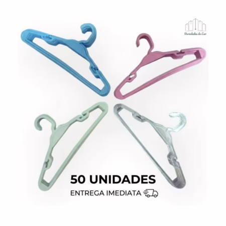 Kit 50 Cabides Infantil Bebê  Reforçado | Cores Sortidas
