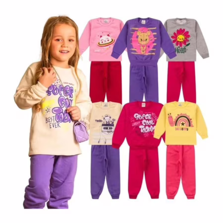 Kit 6 Peças Moletom Menina Infantil Inverno Atacado Barato (6 meses a 5 anos)