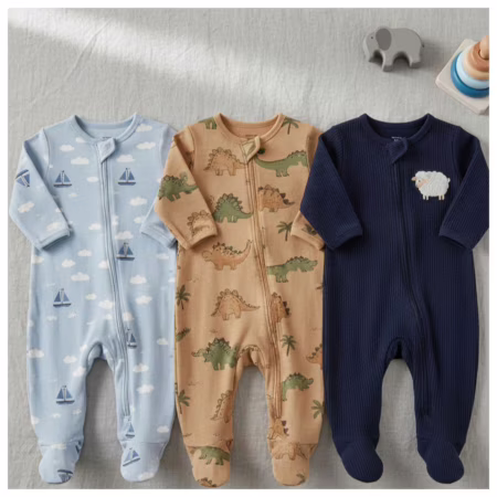 Kit com 3 macacões bebês | 100% Algodão | RN ao G | | Macacão| Sortido Menina, Menino e Unissex