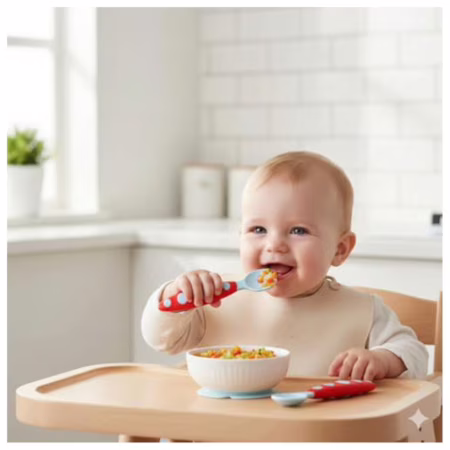 Kit Garfo e Colher Infantil 14cm – Ideal para Bebês | Macio, Seguro e Anatômico