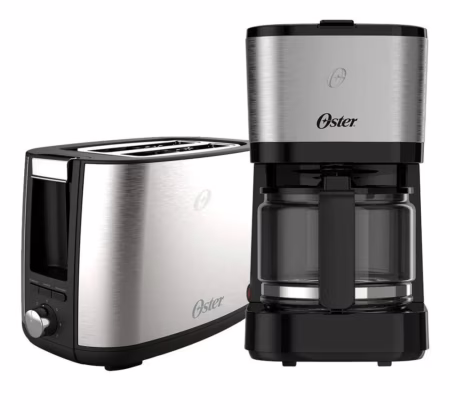 Kit Inox Cafeteira 0,75L e Torradeira Oster - 127V