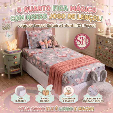 Kit Jogo de Lençol de Solteiro com Elástico 2 peças