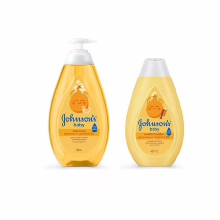 Kit Johnson's Baby Shampoo Glicerina Para Bebê, 750ml + Condicionador Infantil Johnson's Baby Regular 400 ml, Amarelo