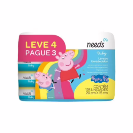 Kit Lenço Umedecido Needs Baby Peppa Pig 176 Unidades