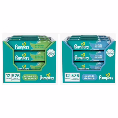 Kit Lenços Umedecidos Pampers 576 Unidades (12 pacotes com 48 un cada)