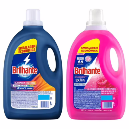 Kit Sabão Líquido Brilhante Perfume e Cuidado - Extraordinário 5L + Sabão Líquido Limpeza Total 5L