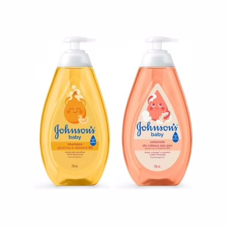 Kit Shampoo Regular Johnson's Baby + Johnson's Baby Sabonete Líquido Glicerina Da Cabeça Aos Pés 750ml