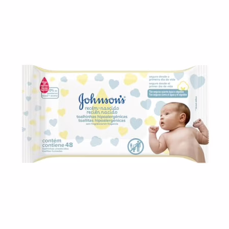 Lenço Umedecido Johnson's Baby Recém-Nascido Sem Perfume 48 Unidades