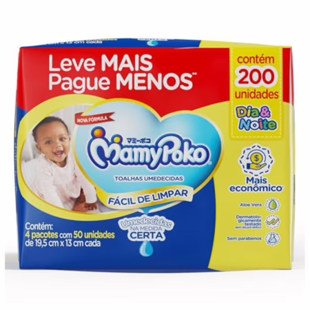 Lenço Umedecido Mamypoko Dia&Noite 200 unidades