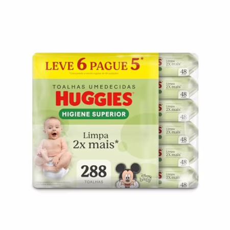 Lenços Huggies Higiene Superior Limpam 2x Mais 6 x 48 Un