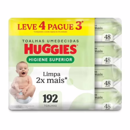 Lenços Umedecidos Huggies Max Clean - 192 lenços (4 pacotes) • A