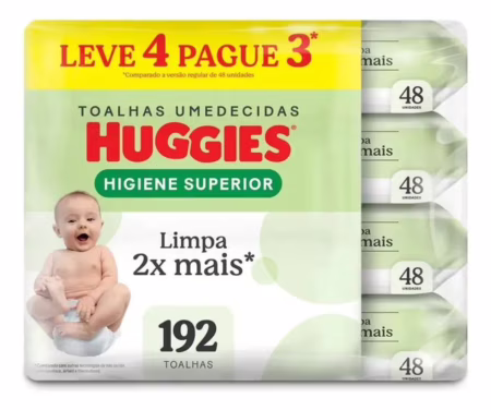 Lenços Umedecidos Huggies Max Clean - 192 lenços (4 pacotes)