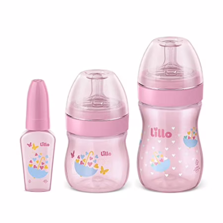 Lillo Kit de Mamadeira Primeiros Passos Rosa