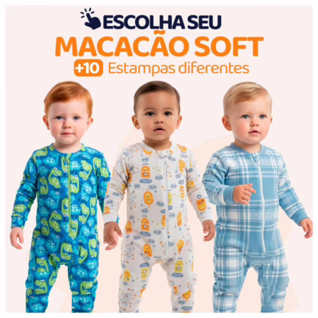 Macacão Bebe Menino Roupa Inverno Soft Peluciado Com Zíper Quentinho e Confortável, Safari, Astronauta, Leão L09 Tam: P ao 03