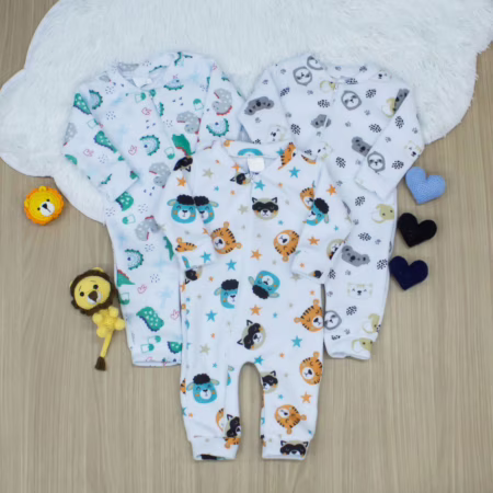 Macacão Para Bebê Combo 3 Peças