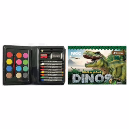 Maleta de Pintura Infantil Floresta dos Dinossauros - 24 peças