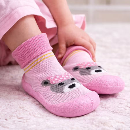 Meia Infantil Menina Bebê Sola Antiderrapante