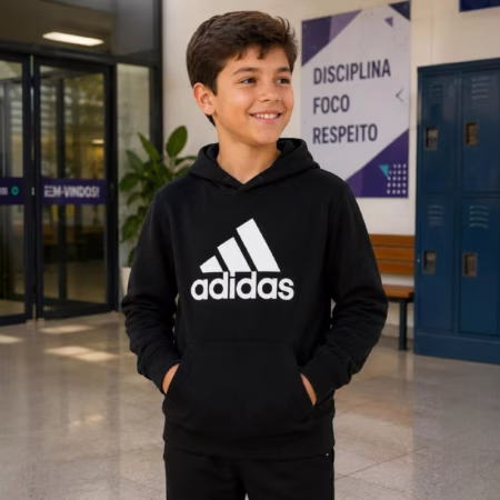 Moletom Capuz Algodão Big Logo Essentials adidas