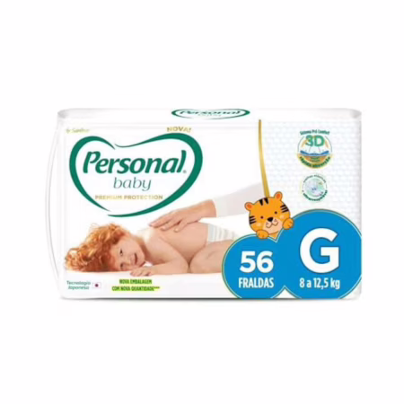 Personal Fralda Baby Premium Protection G, 56 Unidades • A