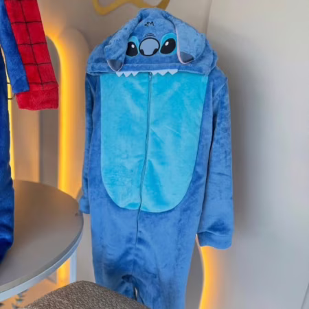 Pijama Macacão Kigurumi Stitch Feminino Adulto Plush Zíper