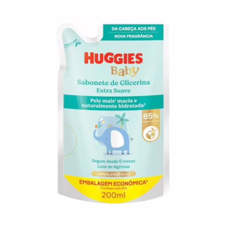 Sabonete Líquido Glicerina Huggies Extra Suave Refil 200 ml