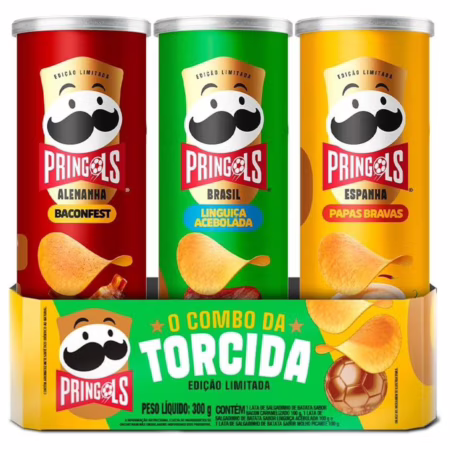 Salgadinho Batata Frita Pringles Tripack Especial Festa do Futebol • A