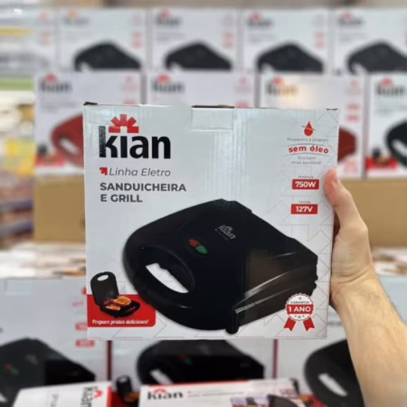 Sanduicheira Grill 2 Em 1 Kian Preta Elétrica 750w 127V