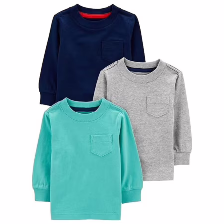 Simple Joys by Carter's Kit com 3 camisetas de manga comprida, meninos - Tam 3-6M