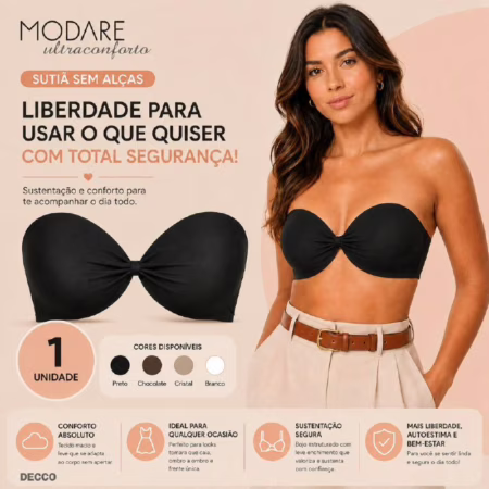 💎 Sutia Nayane Rodrigues Tomara que Caia com Bojo e Aro Liso de Alta Sustentacao Push Up Confortavel